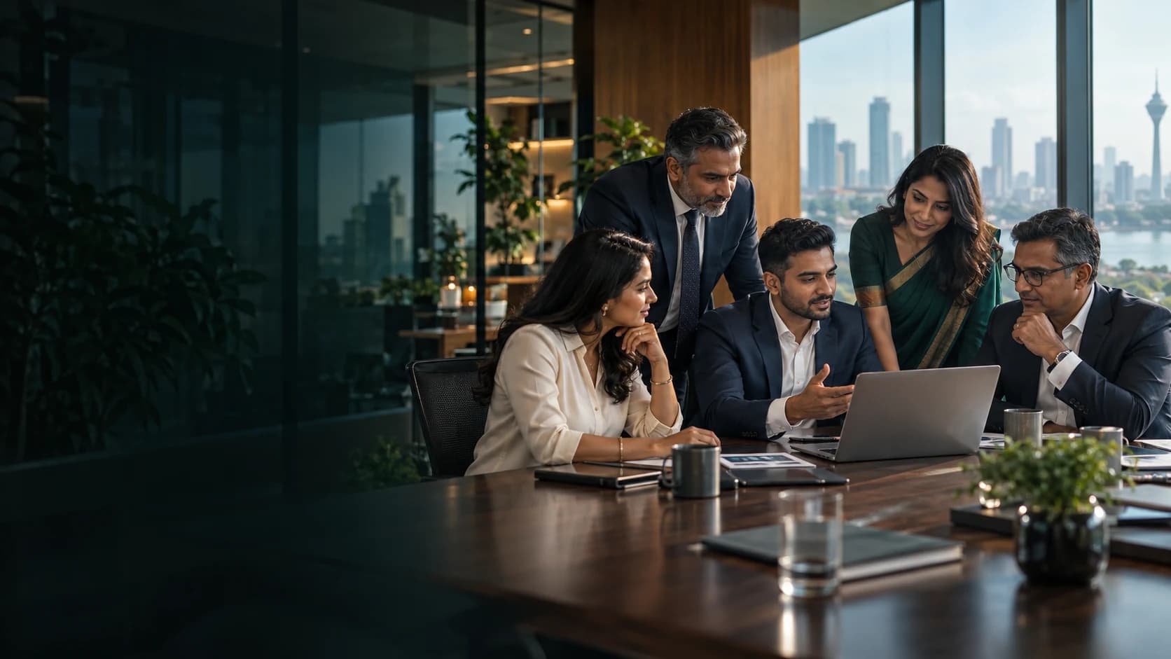 HR and technology consultants collaborating in a modern Sri Lankan workplace